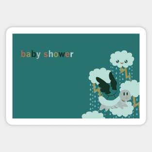 Flying Turtle Baby Shower Sticker